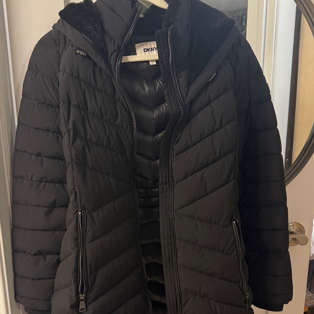 DKNY Women's Black Puffer Coat